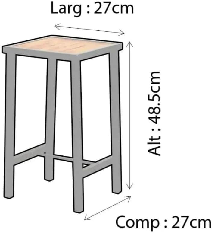 Jogo 3 Banqueta Baixa Industrial Preta Madeira Natural - Image 2