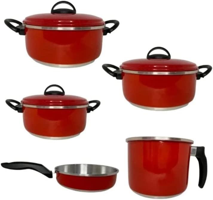 Conjunto De Panelas Fatima 5 Peças Vermelho Em Alumínio