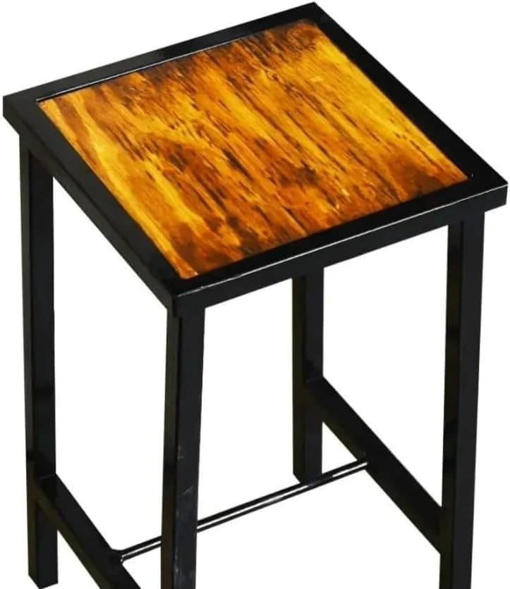 Jogo 3 Banqueta Baixa Industrial Preta Madeira Imbuia - Image 3