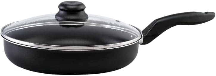Frigideira 24cm Antiaderente Preta Com tampa de Vidro Grande...