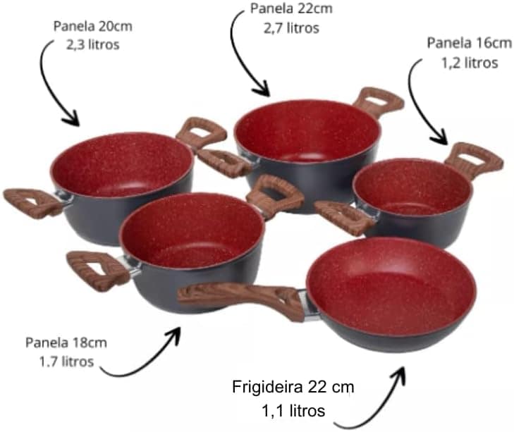 Jogo de Panelas Nano Cerâmica, Antiaderente, Indução, Linha ... - Image 3
