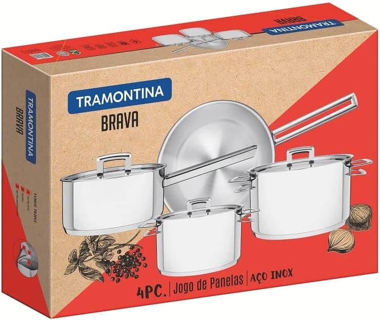 Jogo de Panelas Fundo Triplo com Tampa Plana 4 Peças Tramont... - Image 7