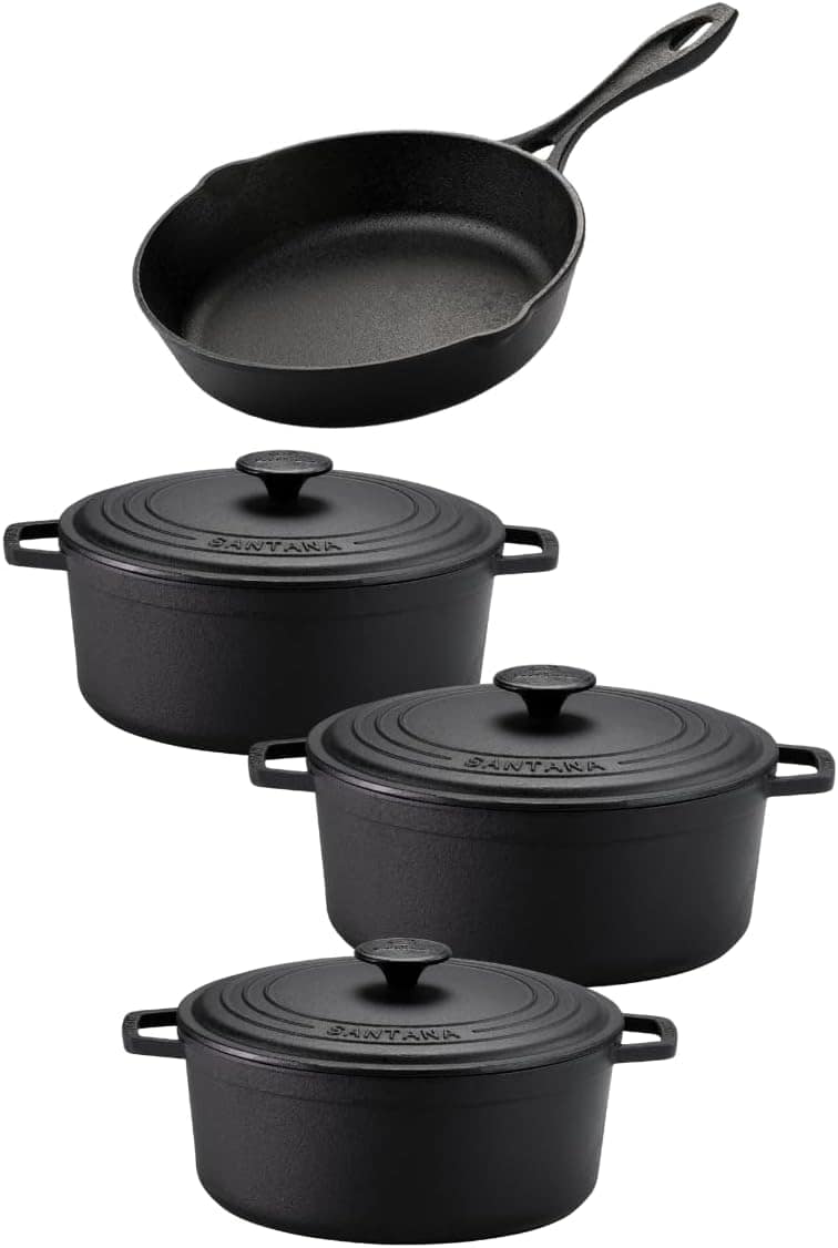 Jogo de panela de ferro fundido caçarola Neo 16, 18, 22 tamp...