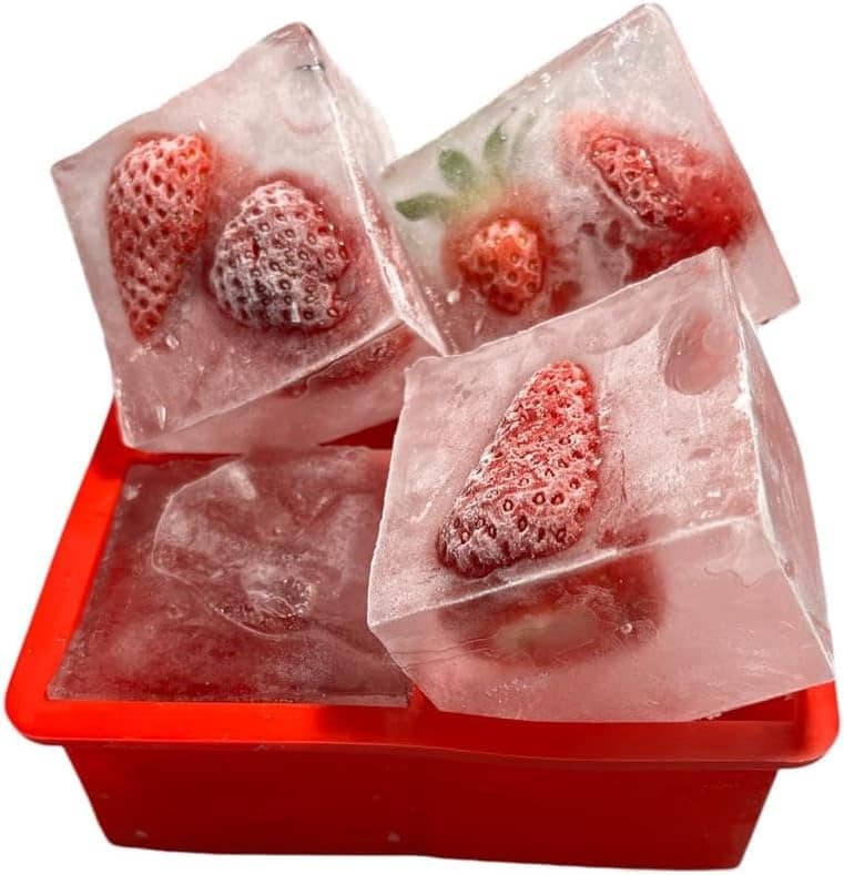 Forma de Gelo Silicone Bandeja 4 Cubos Moldes Grandes Quadra... - Image 3