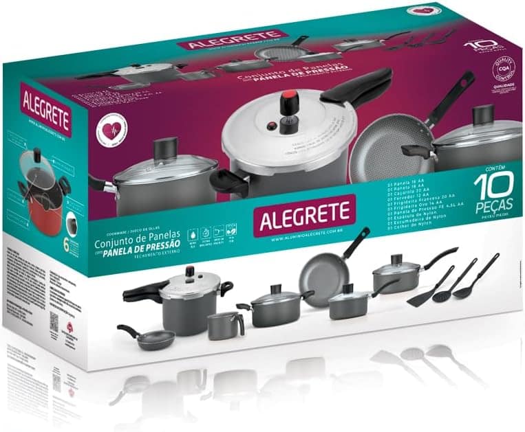 CONJUNTO ENJOY 10 PCS COM PANELA DE PRESSÃO FECHAMENTO EXTRE... - Image 2