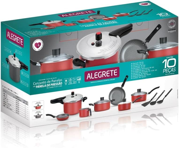 CONJUNTO ENJOY 10 PCS COM PANELA DE PRESSÃO FECHAMENTO EXTER... - Image 2