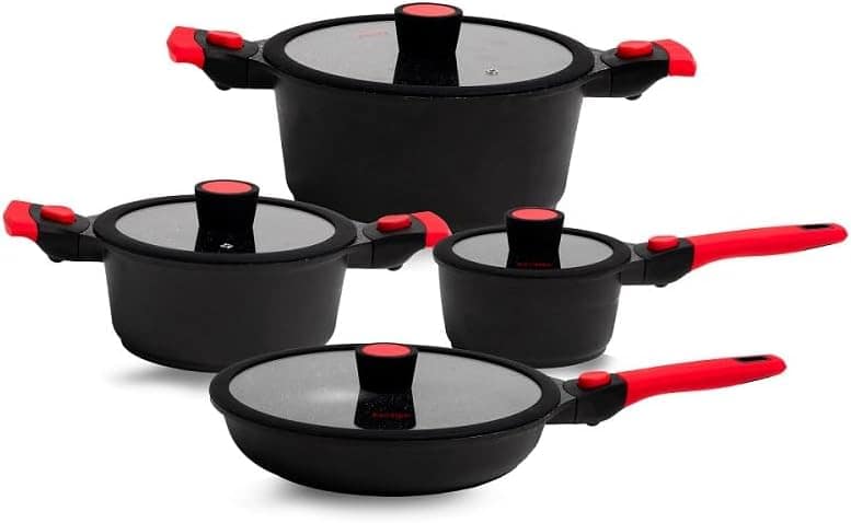 Conjunto De 4 Panelas Antiaderentes Em Mármore Autênticochef