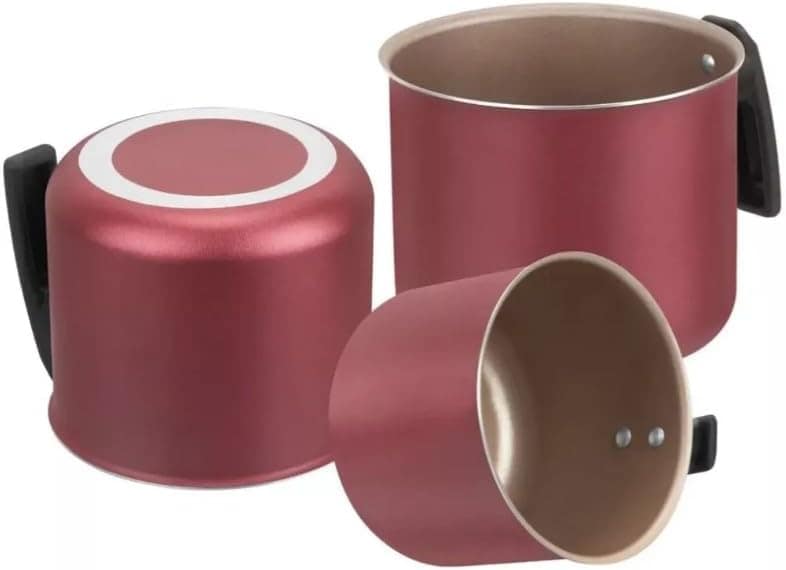 Jogo Leiteira Fervedor 3 Peças Antiaderente Bege