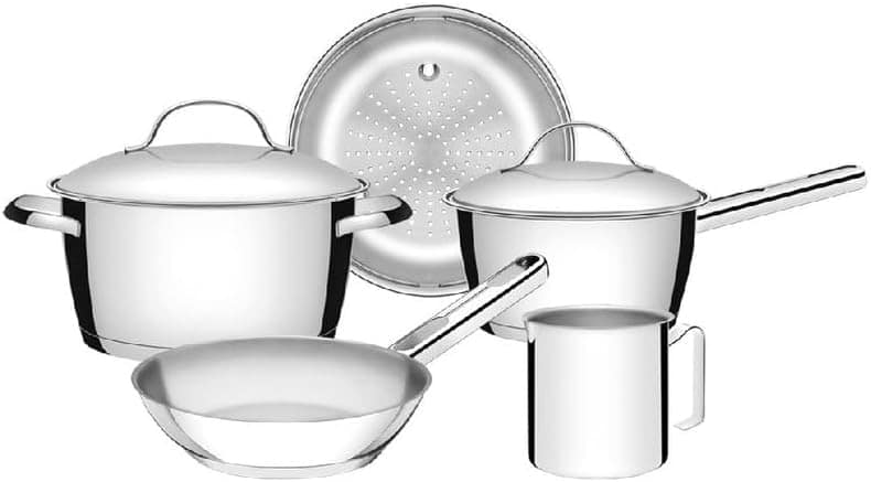 Jogo de Panelas Tramontina Allegra em Aço Inox com Fundo Tri...