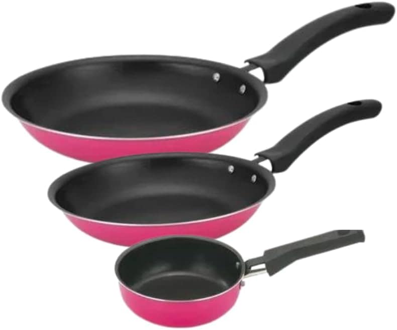 Conjunto de Frigideiras 3 Peças Antiaderente Techflon Rosa -...