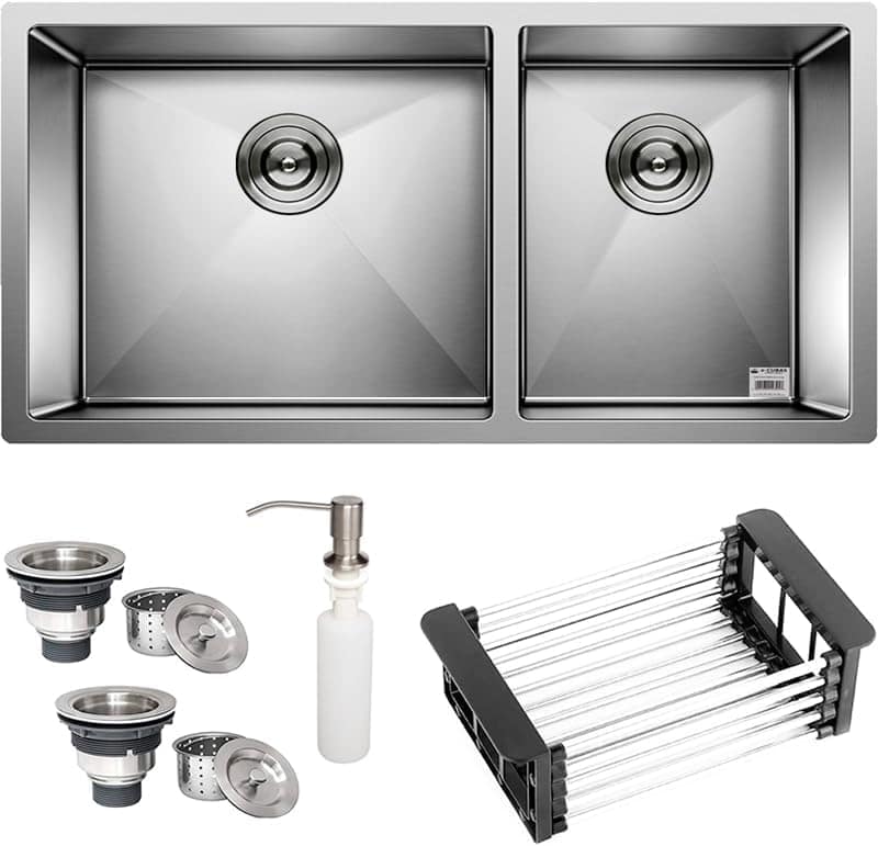 Cuba Dupla Quadrada Inox 304 Cozinha Pia Embutir Sobrepor Go...