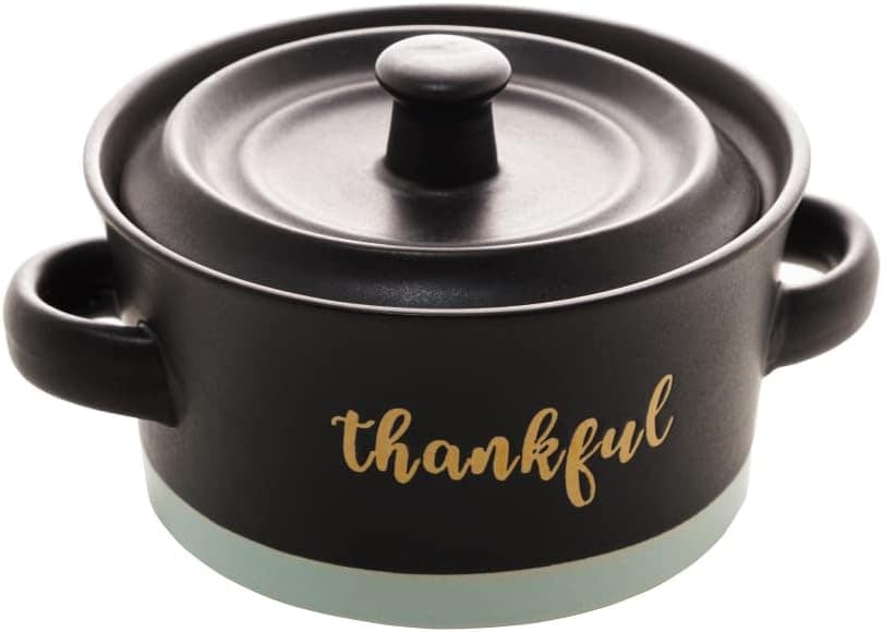 Mini Caçarola de Cerâmica Thankful Preto Matt/Azul 16cm x 12...