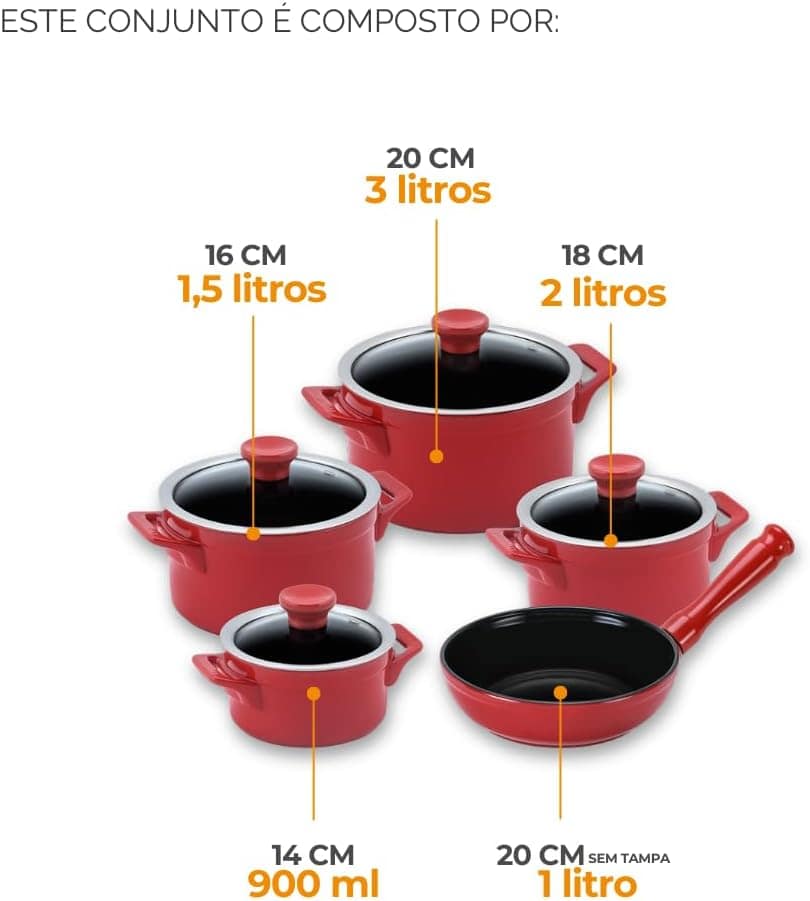 Ceraflame Conjunto Panelas de Cerâmica Clear 5 Peças Pomodor... - Image 3