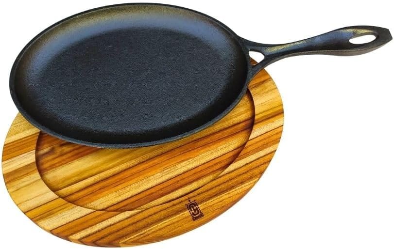 Frigideira Oval De Ferro Fundido Com Suporte De Madeira Para... - Image 6
