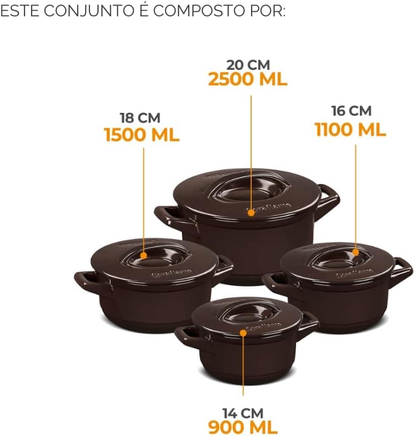 Ceraflame Conjunto Duo+ 4 Peças - Chocolate - Image 3