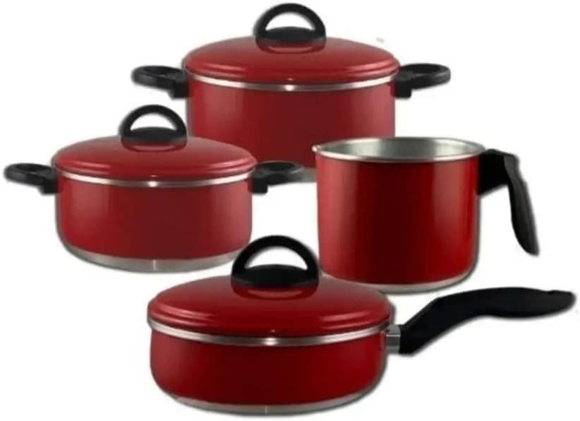 Conjunto De Panelas Miriam 4 Peças Vermelho Em Alumínio - Image 2