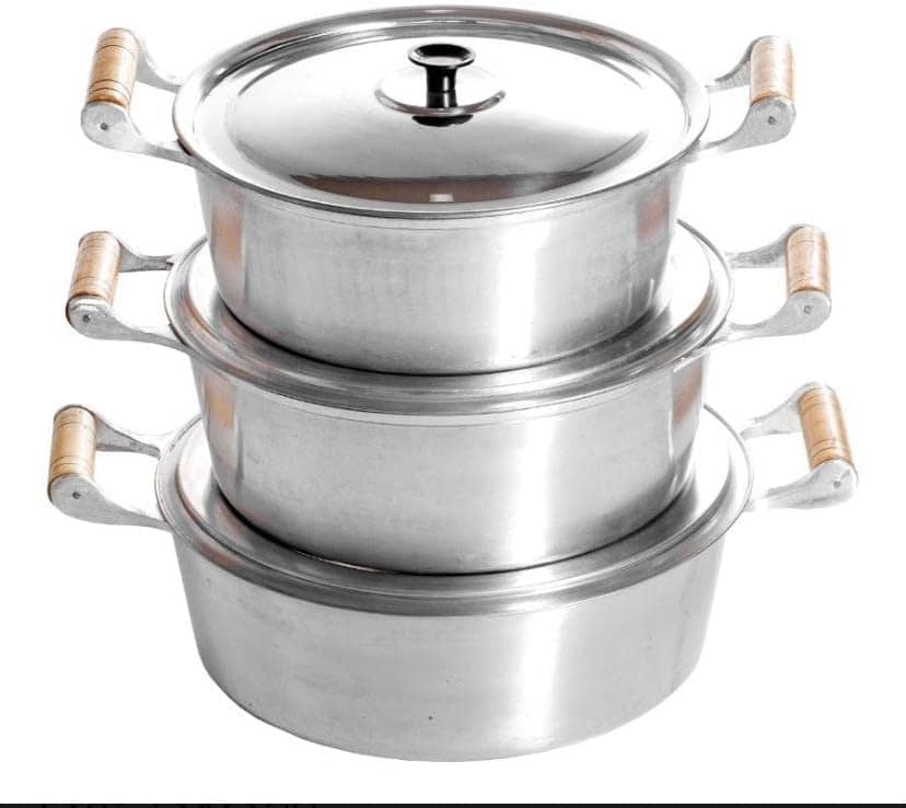 Conjunto Jogo Panelas Grande Alumínio Batido Fundido Grosso ...