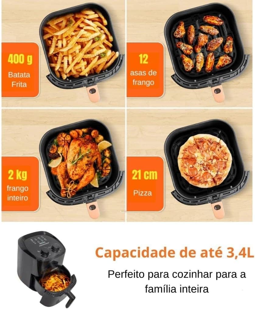 Fritadeira Elétrica Air Fryer Preto 127V 3,4 Litros, Control... | É bom mesmo? Descubra antes de comprar - Image 2