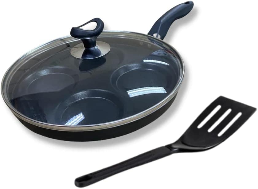 Frigideira Gourmet 4 Ovos 26cm Antiaderente Preta com Tampa ...