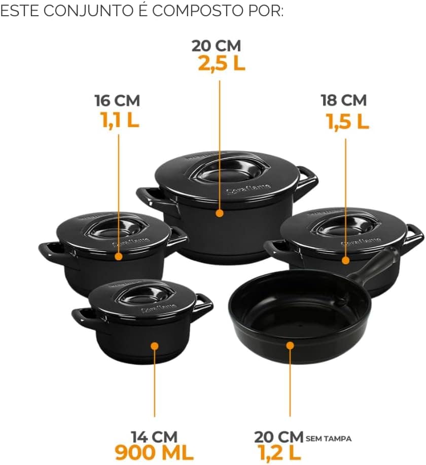 Ceraflame Conjunto Panelas de Cerâmica Duo+ Smart 5 Peças Pr... - Image 3