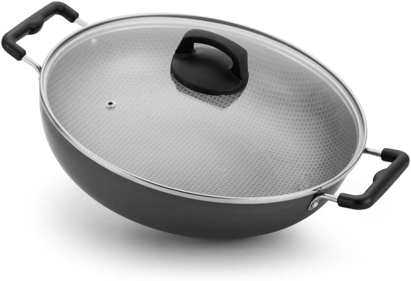 WOK ALEGRETE 30 C/TAMPA DE VIDRO E ALCA AA CINZA