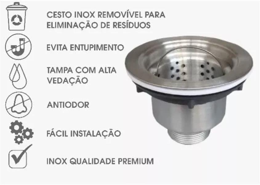 Cuba Dupla Quadrada Inox 304 Cozinha Pia Embutir Sobrepor Go... - Image 5