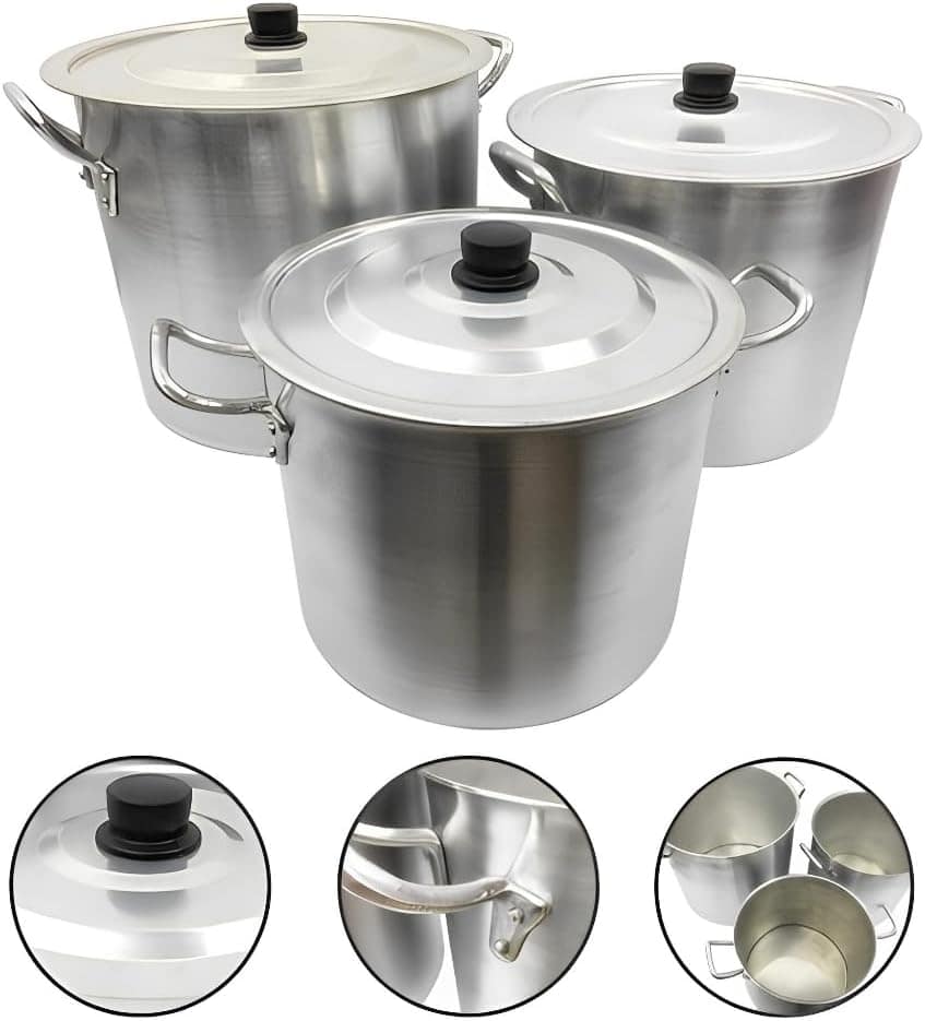 Kit 3 Tachos grandes de alumínio industriais Tachos de sopa ...