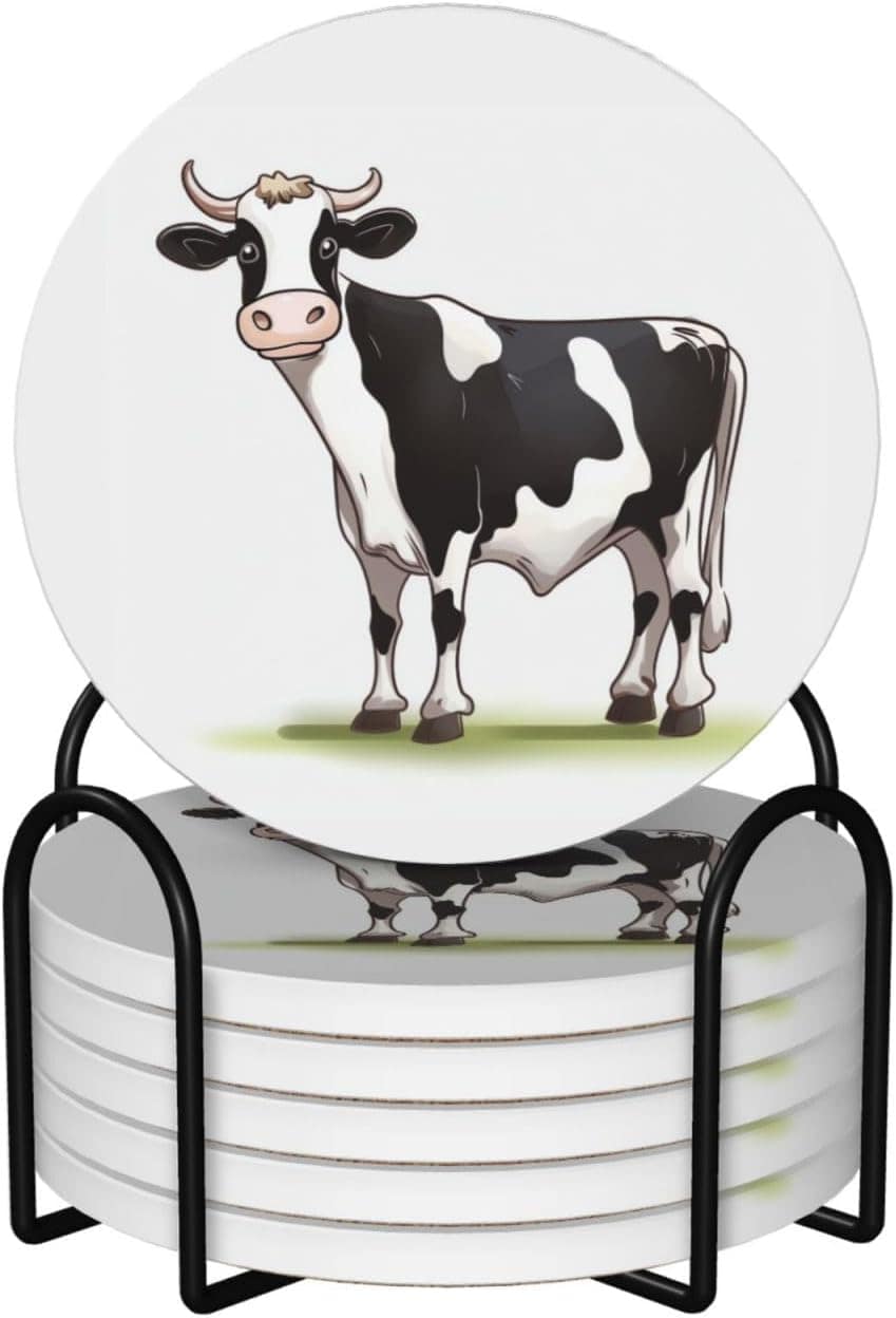 Porta-copos com estampa de vaca leiteira para bebidas, conju...