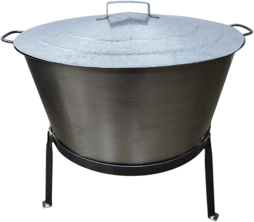 Tacho Redondo Para Banha N°3,5 com Tampa e Tripé -63l - Konz...