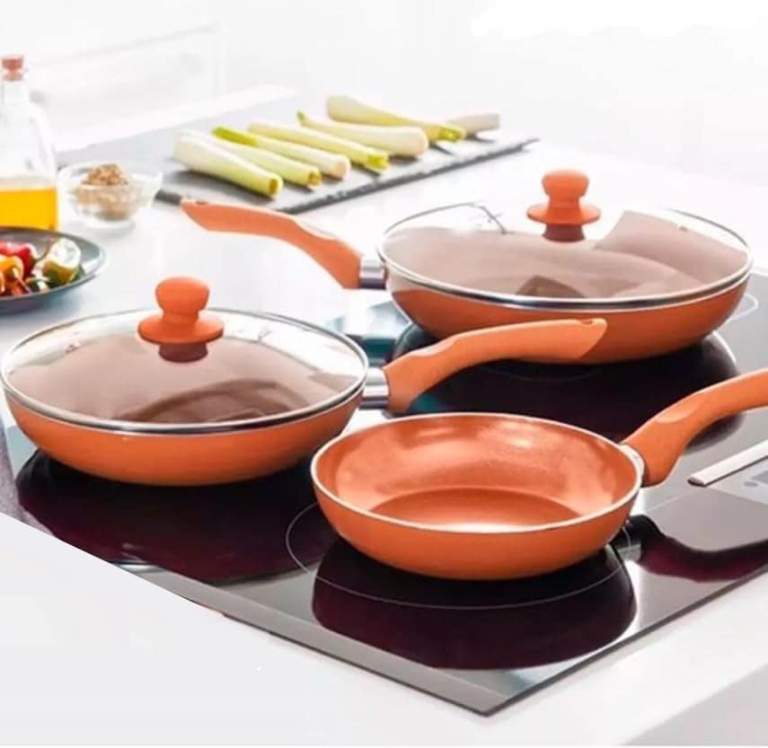 Jogo De Panelas Cerâmica 5 Peças Fogão Indução Tampa Vidro -... - Image 2