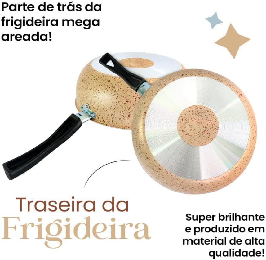 Frigideira WOK de Pedra 24 cm, Bege Antiaderente - Image 4