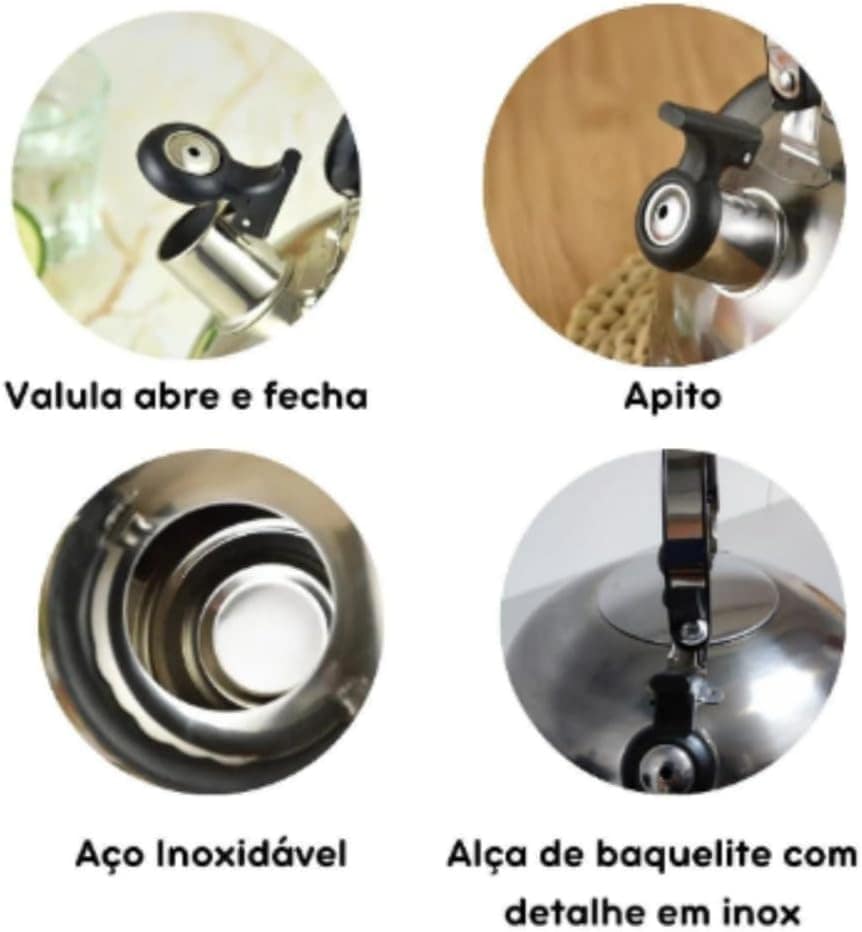 Chaleira Inox Com Apito 2 Litros Café Chá Para Fogão A Gás E... - Image 2