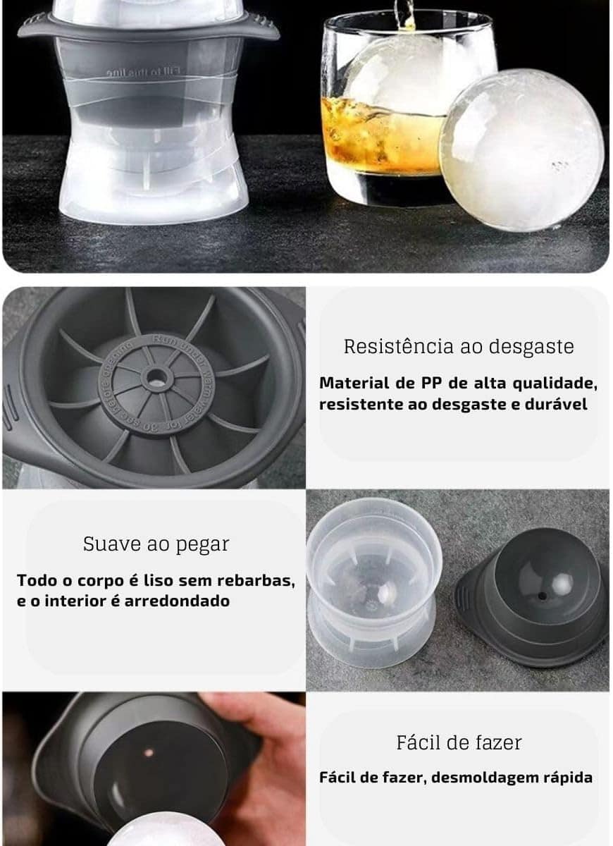 Combo 4 Formas De Gelo Redonda Esfera Grande 8CM Para Drink ... - Image 2