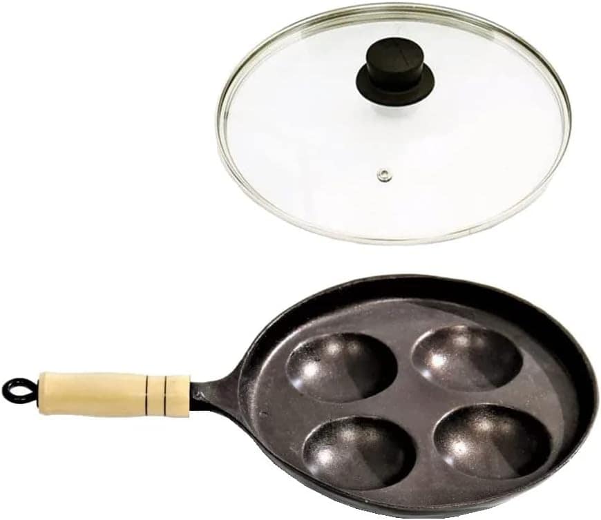 Frigideira Frita 04 Ovos Antiaderente Cabo Tampa Vidro 23cm