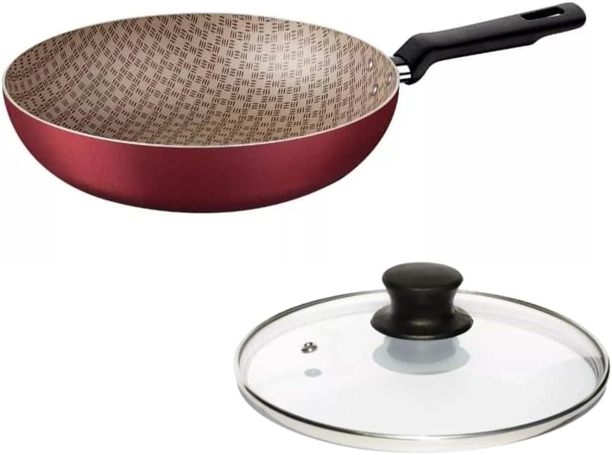 Frigideira Funda Loreto Antiaderente Com Tampa de Vidro Verm...