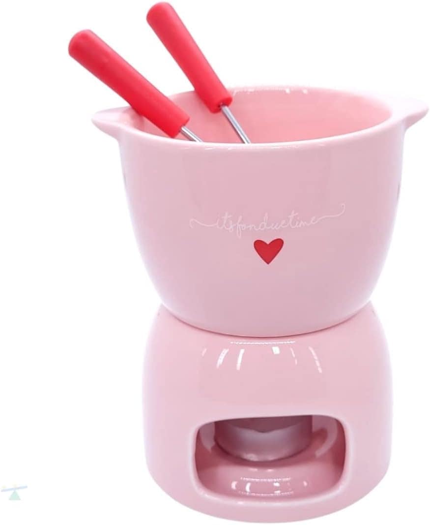 Conjunto para Fondue de Porcelana Hauskraft Lamour Rosa 5 Pe...