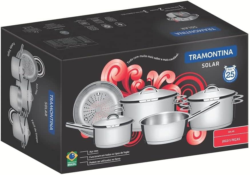 Jogo De Panelas Aço Inox Tramontina 5 peças Solar - Image 7