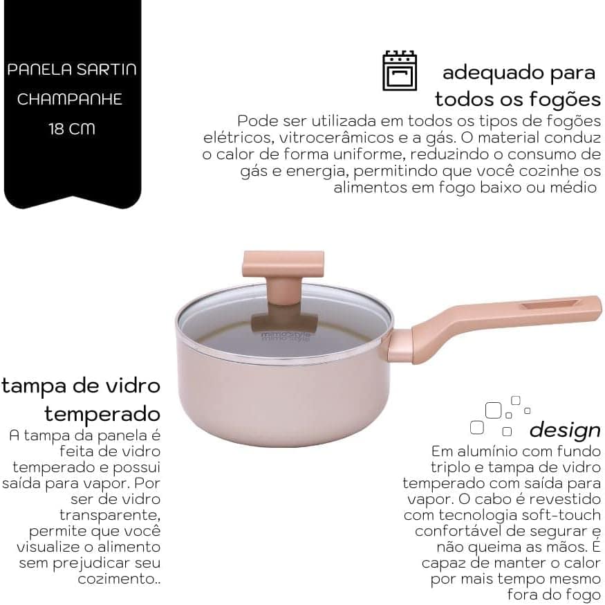 Mimo Style Panela Sartin, Base Alto Relevo. Tampa de Vidro T... - Image 2