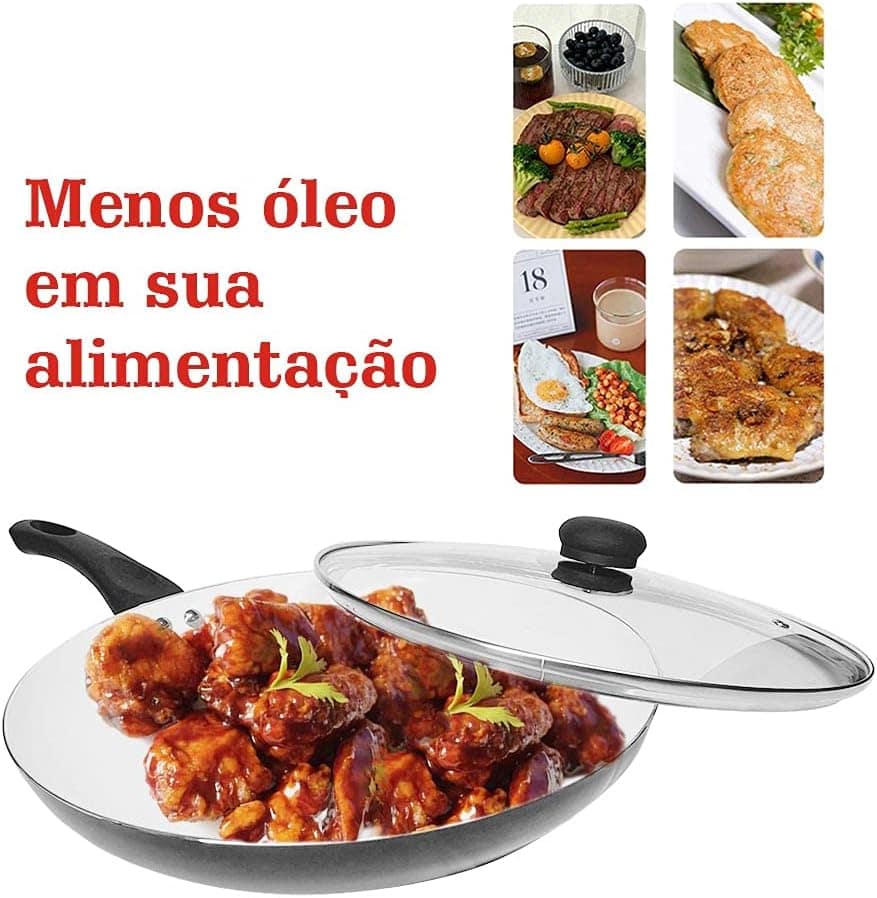 Panela Frigideira Cerâmica Profissional c/Tampa Vidro 24 cm - Image 4