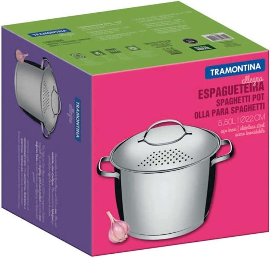 Espagueteira com Fundo Triplo Tramontina Inox 22Cm, ESPAGUET... - Image 3