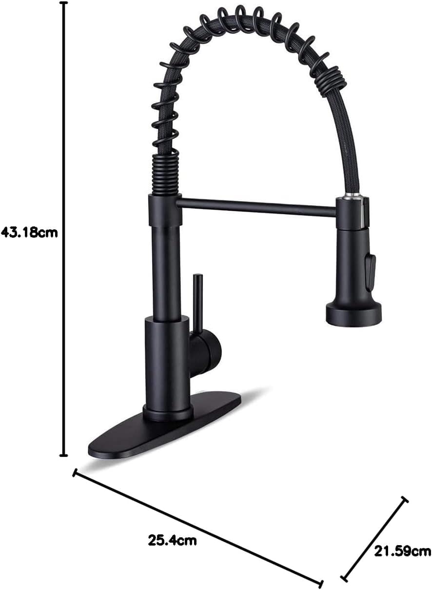Torneira de cozinha preta, torneiras de cozinha WEWE com pul... - Image 9