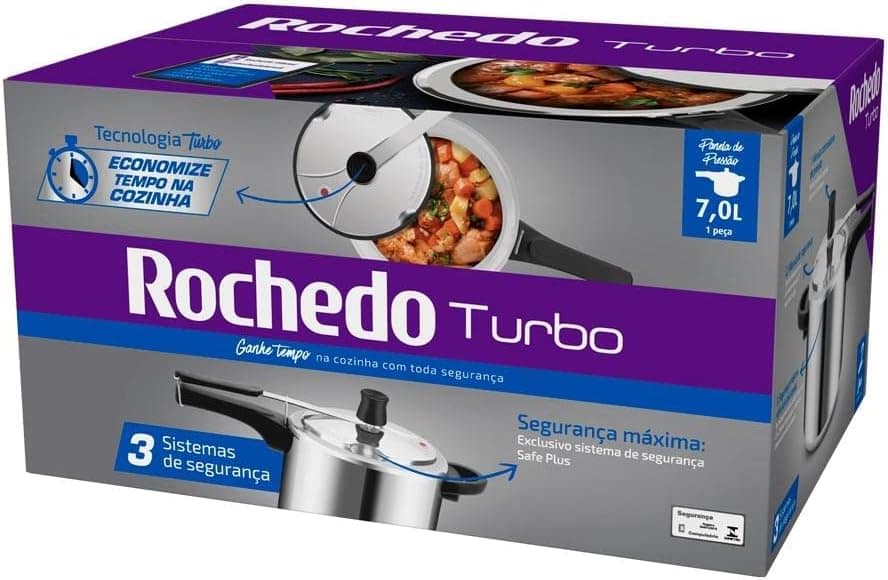 Panela de Pressão Rochedo Turbo Alumínio Polido 7 Litros - Image 7
