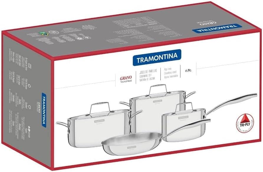 Jogo de Panelas Tramontina Grano em Aço Inox com Corpo Tripl... - Image 2