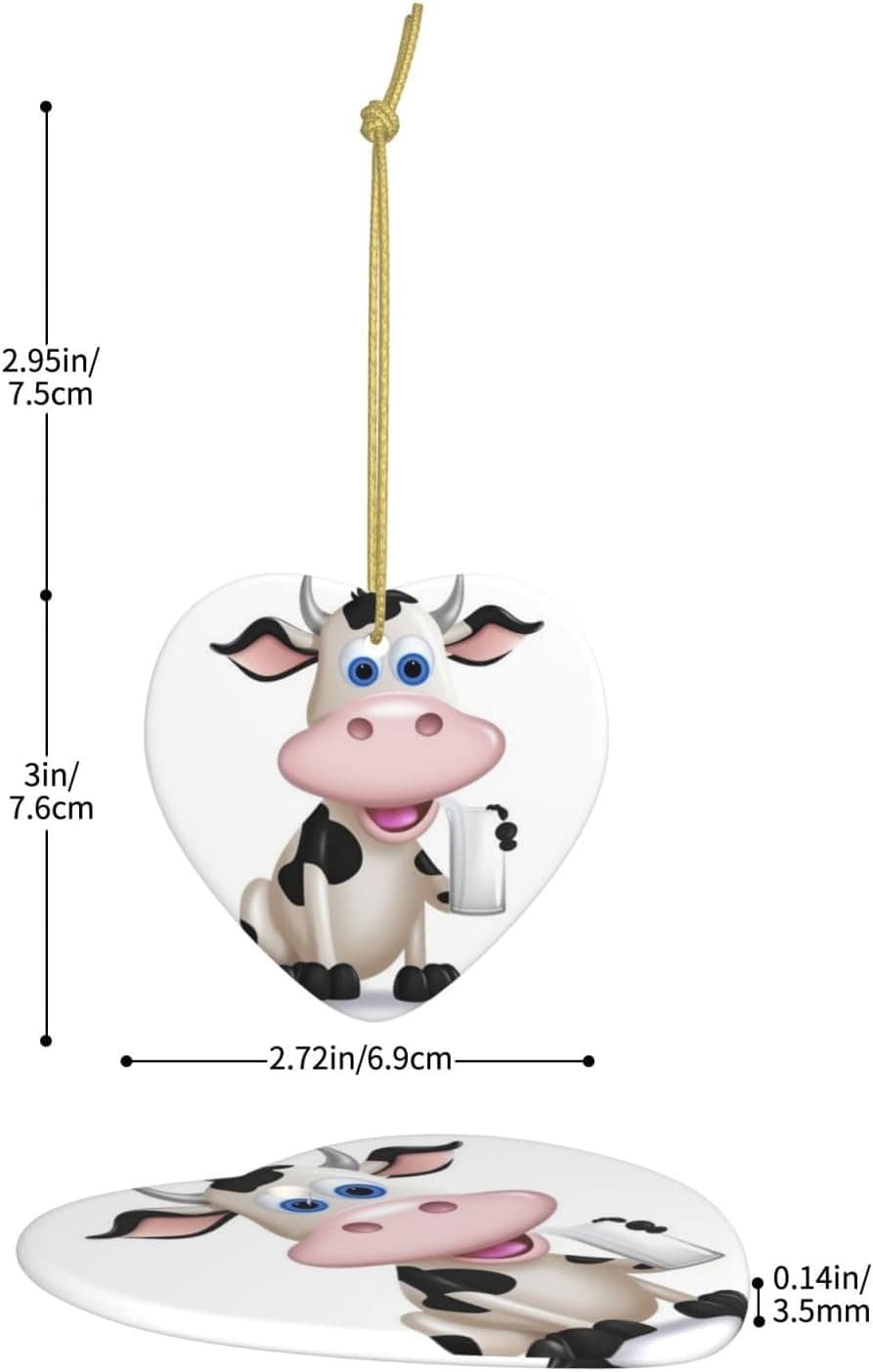 Enfeites de Natal com desenho animado de vaca leiteira, cora... - Image 4