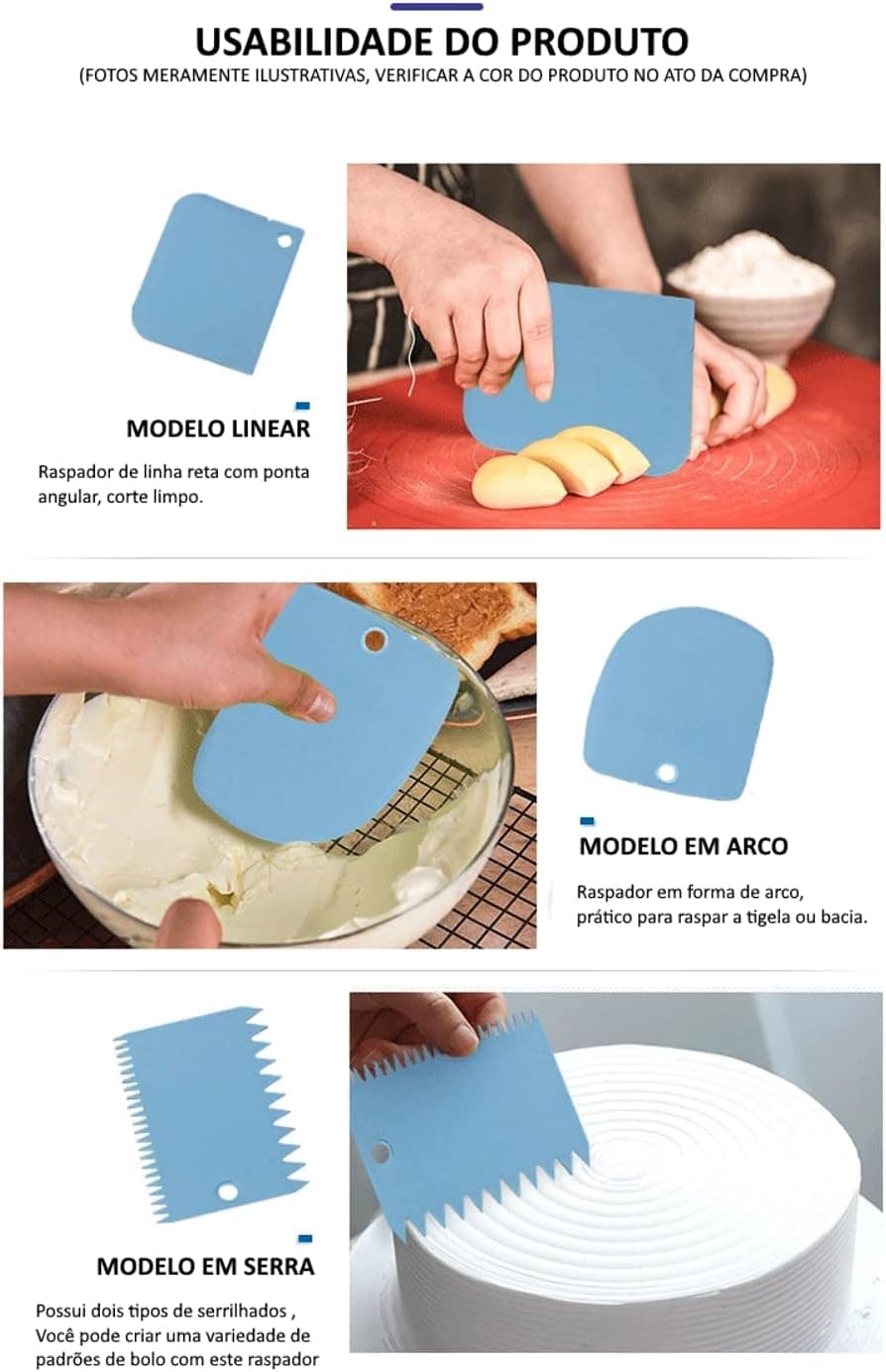 Conjunto Kit de 3 Espátula Raspadora Decorativa de Bolo, Pãe... - Image 4