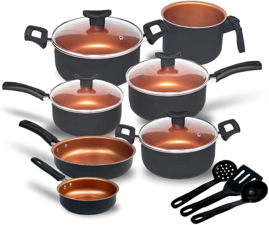 Conjunto de panelas antiaderentes Tampa de vidro com Durável... - Image 3