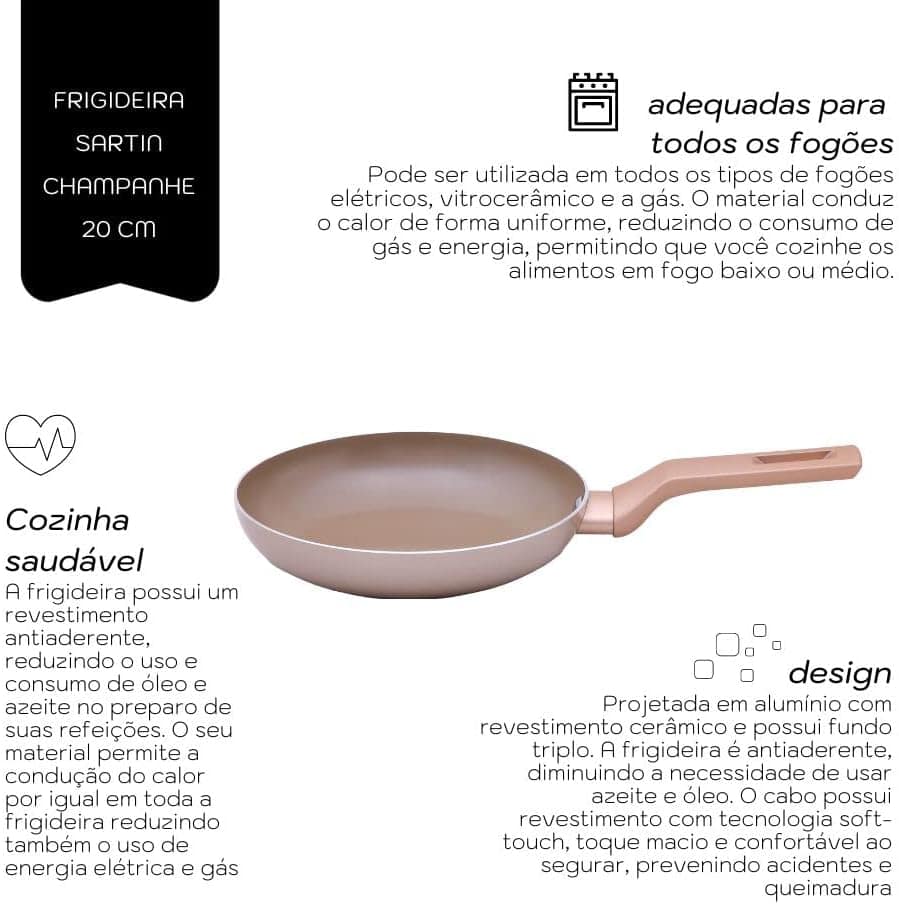 Mimo Style Frigideira Sartin Champanhe 20cm/1L, Estrutura em... - Image 2