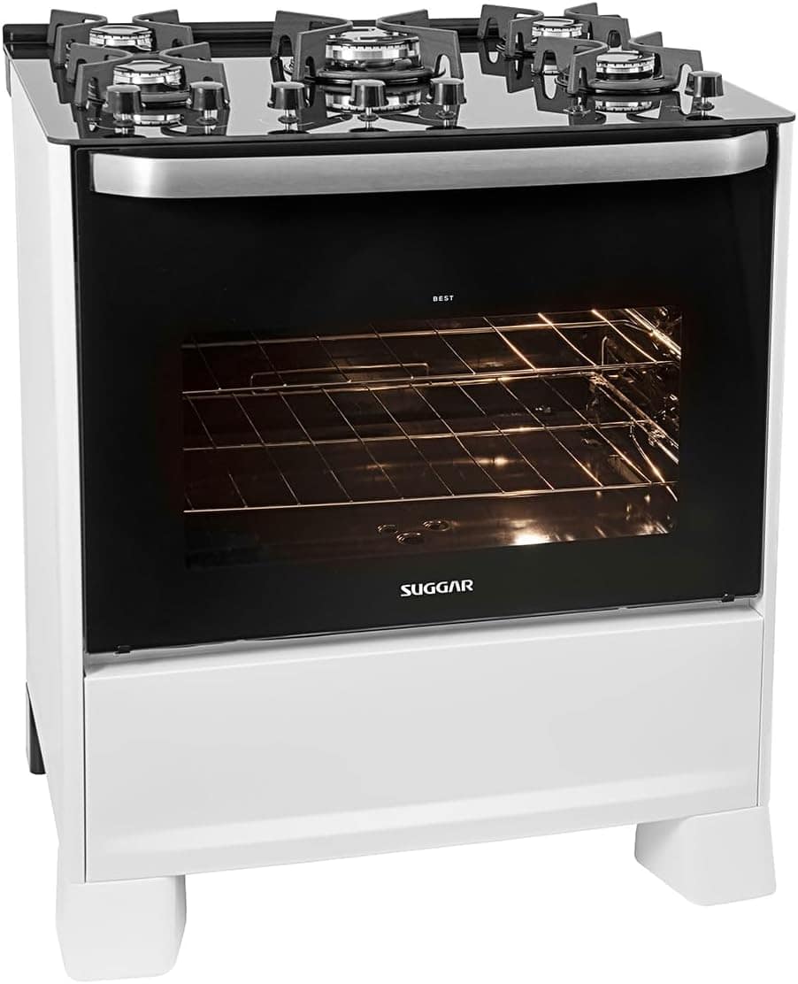 SUGGAR FOGÃO BEST GLASS BRANCO MESA DE VIDRO 5 BOCAS TRIPLA ...