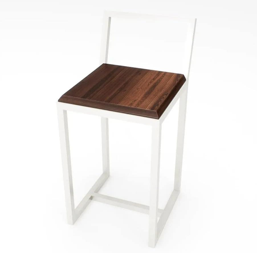 Jogo 2 Banqueta Baixa Para Cozinha Branca Assento Imbuia Ind... - Image 3