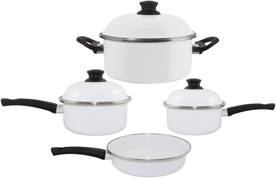 Conjunto de Panelas Esmaltadas Branco - 4 peças - Ewel